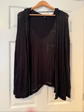 Torrid Lightweight Black Hooded Women's Cardigan Sweater